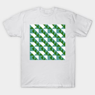 ’Zangles’ - in Teal and Grass Green on a White base T-Shirt